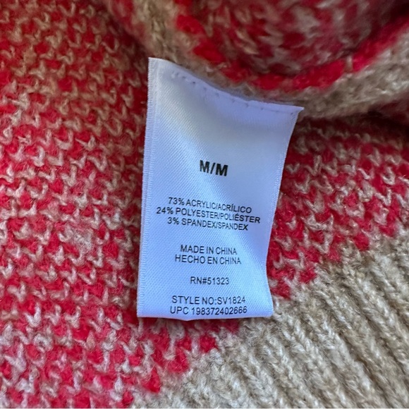 Vince Camuto Women Camel Tan Red Luxe Valentine Heart Sweater Size Medium NWT - Picture 6 of 6